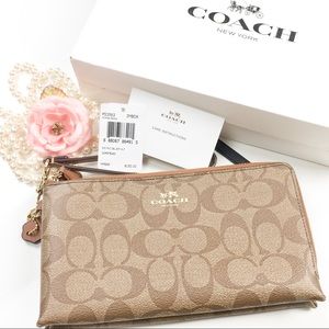 Coach signature wristlet 2 zipper wallet